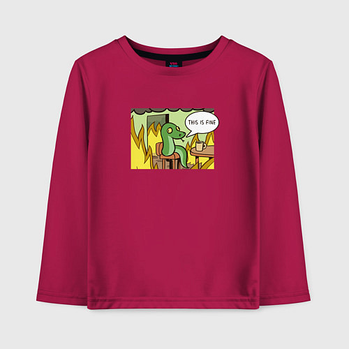 Детский лонгслив This is fine - 2025 / Маджента – фото 1