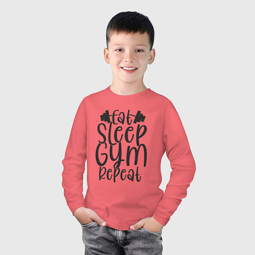 Детский лонгслив Eat sleep gym / Коралловый – фото 3