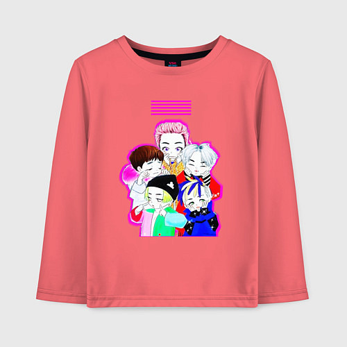 Детский лонгслив Big bang в аниме стиле / Коралловый – фото 1