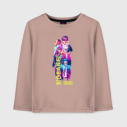 Лонгслив хлопковый детский Big bang в неоновом стиле, цвет: пыльно-розовый