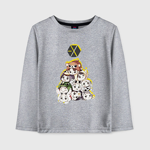 Детский лонгслив Exo в виде милых зверушек / Меланж – фото 1