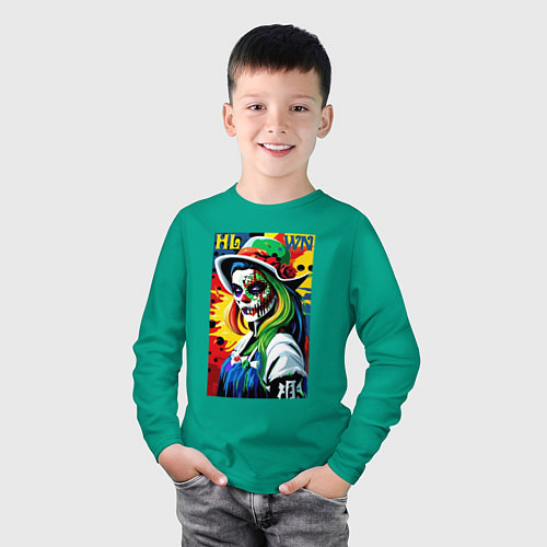 Детский лонгслив Girl witch - pop art / Зеленый – фото 3