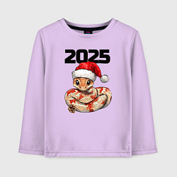 Лонгслив хлопковый детский Милая змейка в новогодней шапочке, цвет: лаванда