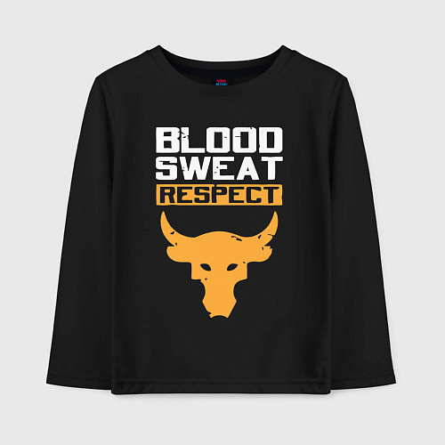 Детский лонгслив Blood sweet respect logo / Черный – фото 1