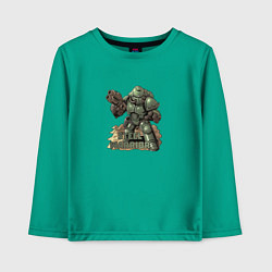 Лонгслив хлопковый детский Стальной воин, цвет: зеленый