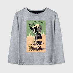 Лонгслив хлопковый детский Прикольный черепок - хэллоуин, цвет: меланж