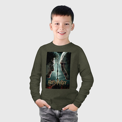 Детский лонгслив Череп - своя культура / Меланж-хаки – фото 3