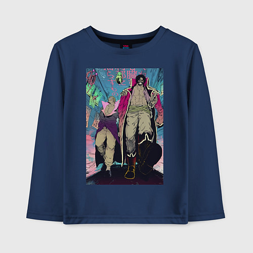 Детский лонгслив Ван-Пис Роджер Гол Д / Тёмно-синий – фото 1