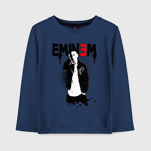 Детский лонгслив Eminem finger / Тёмно-синий – фото 1