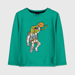 Лонгслив хлопковый детский Динозавр баскетболист, цвет: зеленый