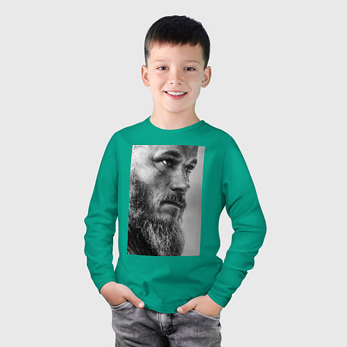 Детский лонгслив Рагнар: воин севера / Зеленый – фото 3