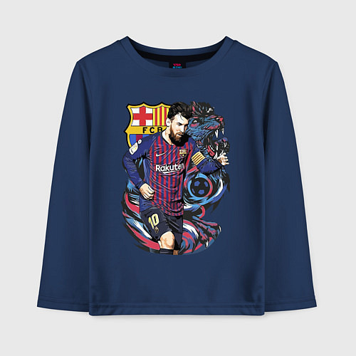 Детский лонгслив Лионель Месси - сборная Аргентины / Тёмно-синий – фото 1