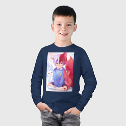 Лонгслив хлопковый детский Моя геройская академия Сёто Тодороки лисы, цвет: тёмно-синий — фото 2