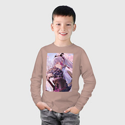 Лонгслив хлопковый детский Геншин Камисато Аяка, цвет: пыльно-розовый — фото 2