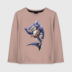 Лонгслив хлопковый детский Акула - крутой ныряльщик, цвет: пыльно-розовый