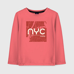 Лонгслив хлопковый детский Нью-Йорк зависимость, цвет: коралловый