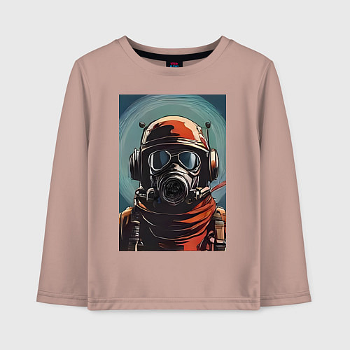 Детский лонгслив Портрет в противогазе / Пыльно-розовый – фото 1