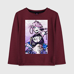 Лонгслив хлопковый детский Песнь ночных сов Надзуна, цвет: меланж-бордовый