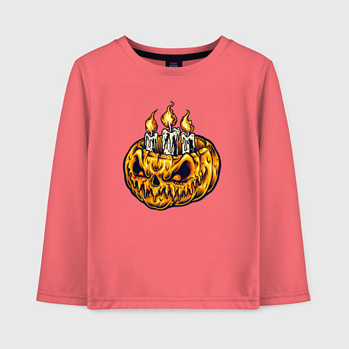 Детский лонгслив Тыква и свечи / Коралловый – фото 1