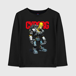 Лонгслив хлопковый детский Cyborg Homer Simpson - ai art fantasy, цвет: черный