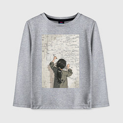 Лонгслив хлопковый детский Девушка считает, цвет: меланж