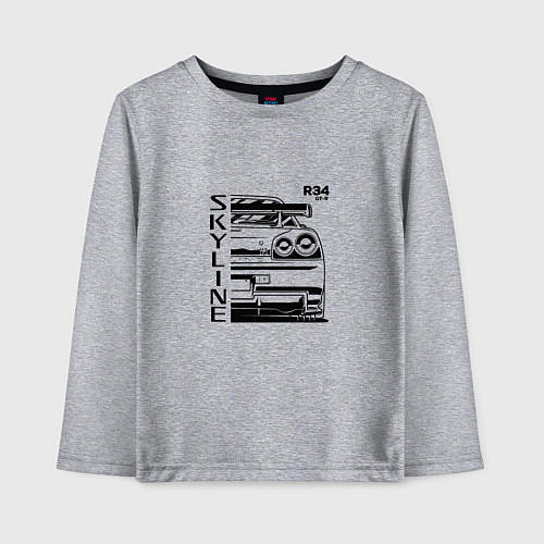 Детский лонгслив Nissan Skyline GT-R / Меланж – фото 1
