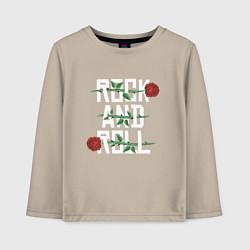 Лонгслив хлопковый детский Рок н рол с розами, цвет: миндальный