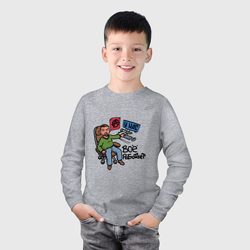 Детский лонгслив Всё работает / Меланж – фото 3