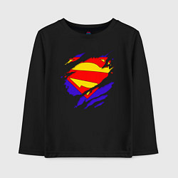 Лонгслив хлопковый детский Супермен, цвет: черный