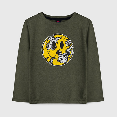 Детский лонгслив Smile skull / Меланж-хаки – фото 1