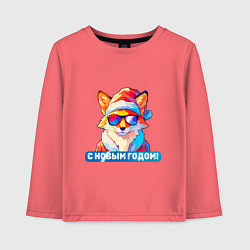 Лонгслив хлопковый детский С новым годом от лисы, цвет: коралловый