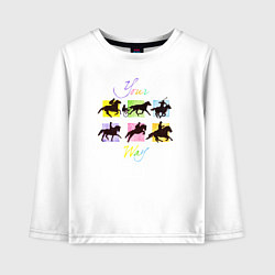 Лонгслив хлопковый детский Твой путь конный спорт, цвет: белый