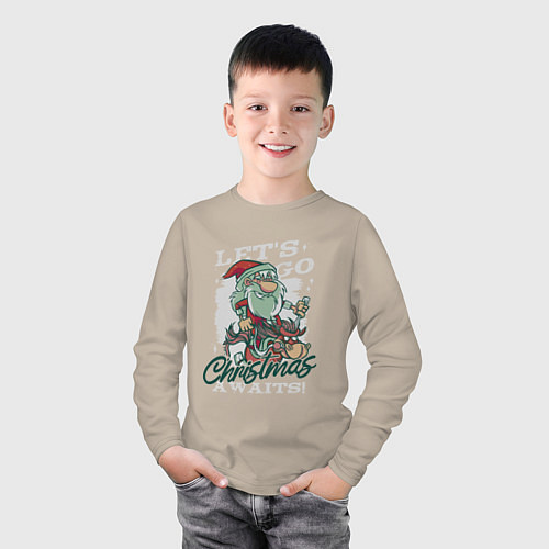 Детский лонгслив Рождество ждет / Миндальный – фото 3