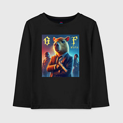 Лонгслив хлопковый детский Capy godfather - the mafia is immortal, цвет: черный