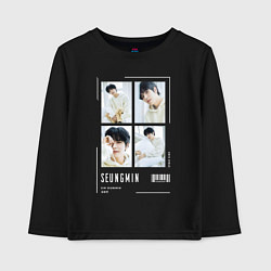 Лонгслив хлопковый детский Seungmin stray kids cute, цвет: черный