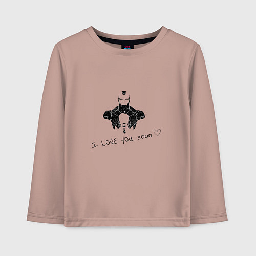 Детский лонгслив Железный человек 3000 раз / Пыльно-розовый – фото 1