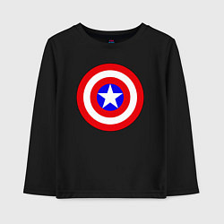 Лонгслив хлопковый детский Captain America logo, цвет: черный