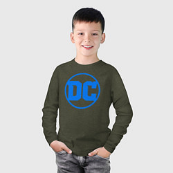 Лонгслив хлопковый детский DC comics logo, цвет: меланж-хаки — фото 2