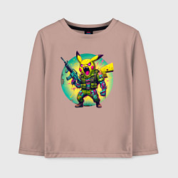 Лонгслив хлопковый детский Cool Pikachu - special forces, цвет: пыльно-розовый