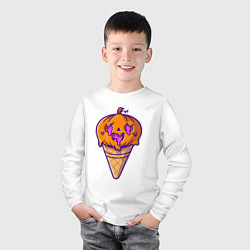 Лонгслив хлопковый детский Ice cream pumpkin, цвет: белый — фото 2