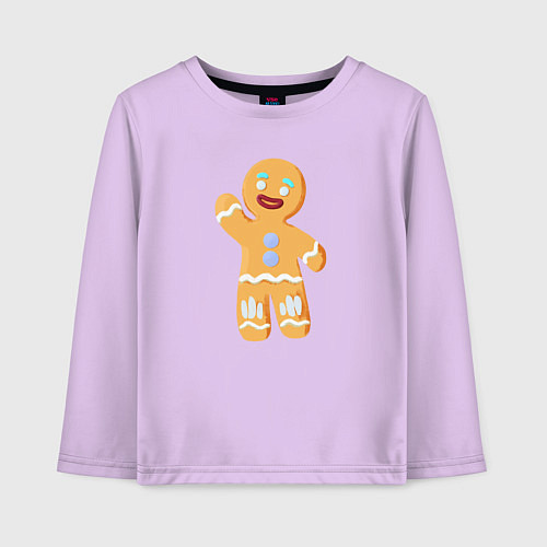Детский лонгслив Пряничный человек большой / Лаванда – фото 1