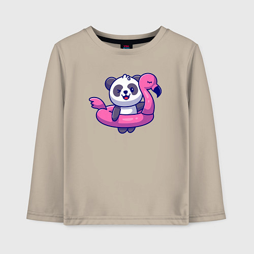 Детский лонгслив Панда и фламинго / Миндальный – фото 1