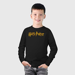 Лонгслив хлопковый детский Harry Potter golden logo, цвет: черный — фото 2