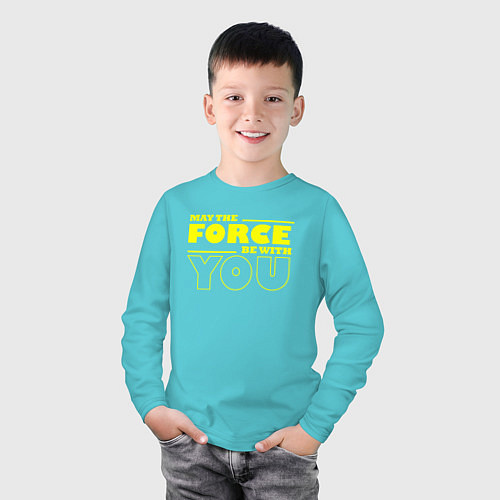 Детский лонгслив May the force be with you Star wars / Бирюзовый – фото 3