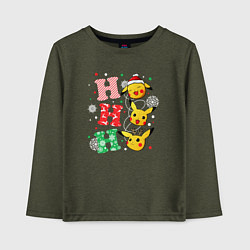 Лонгслив хлопковый детский Pikachu ho ho ho, цвет: меланж-хаки