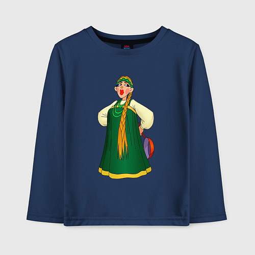 Детский лонгслив Баба / Тёмно-синий – фото 1