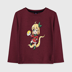 Лонгслив хлопковый детский Аниме змейка, цвет: меланж-бордовый