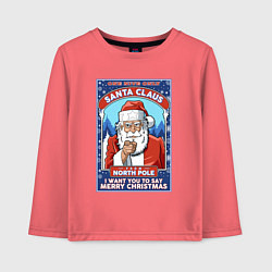 Лонгслив хлопковый детский Santa Claus north pole, цвет: коралловый