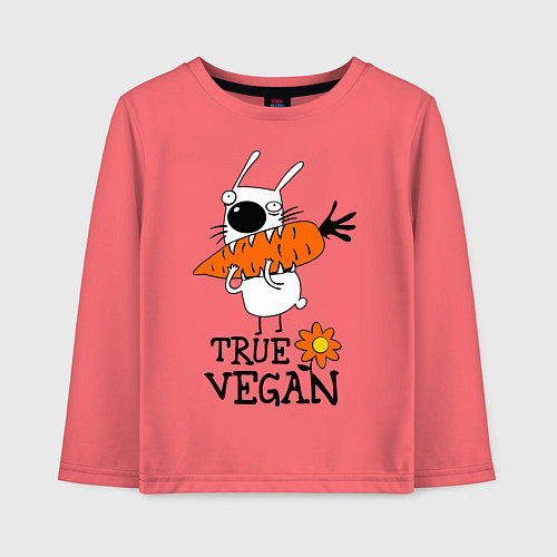 Детский лонгслив True vegan (истинный веган) / Коралловый – фото 1