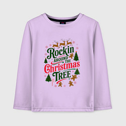 Лонгслив хлопковый детский Новогодняя атмосфера rockin around the christmas t, цвет: лаванда